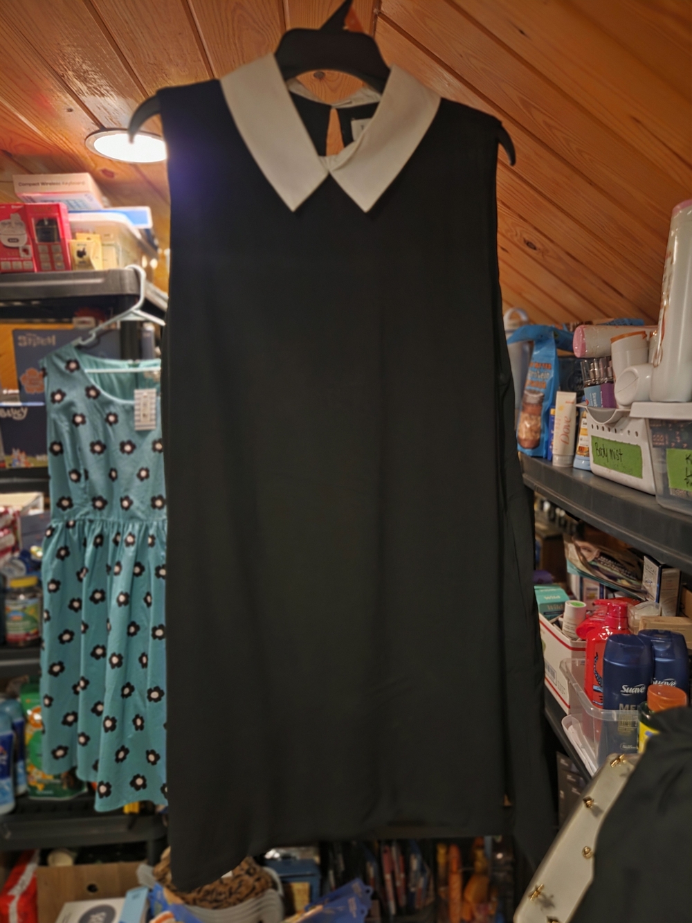 NWT Tulip B Black Sleeveless Shift Dress with White Peter Pan Collar | Size XL